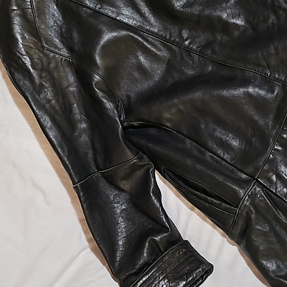 Women's Black Leather Jacket by Global Identity - Picture 14 of 16